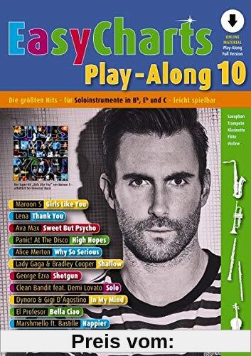 Easy Charts Play-Along: Die größten Hits spielerisch leicht gesetzt. Band 10. C/Eb/Bb-Instrument. Ausgabe mit Online-Audiodatei. (Music Factory)